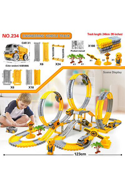 Choice مجموعة مسار كهربائي للأطفال (234 قطعة) - لعبة سيارة صغيرة هندسية - ألع...