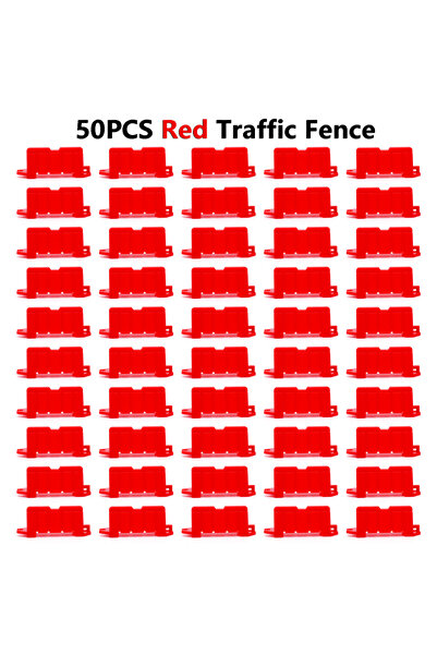 Choice3 50 قطعة من حواجز الطرق الحمراء، سياج ميداني، إشارات مرور، مخاريط مرور...