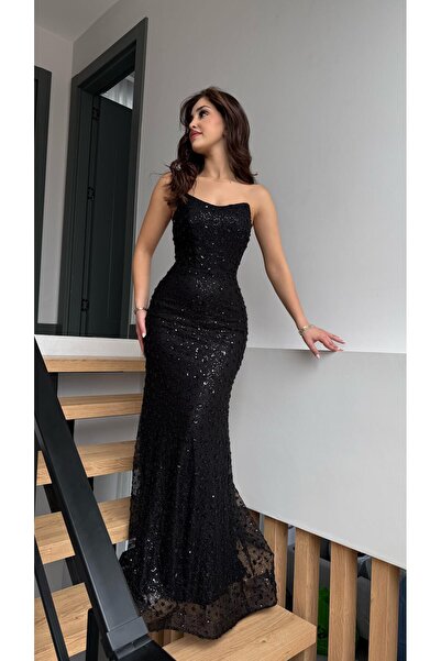 AYŞENUR DİNÇER Irmak Minik Taşlı Abiye Siyah