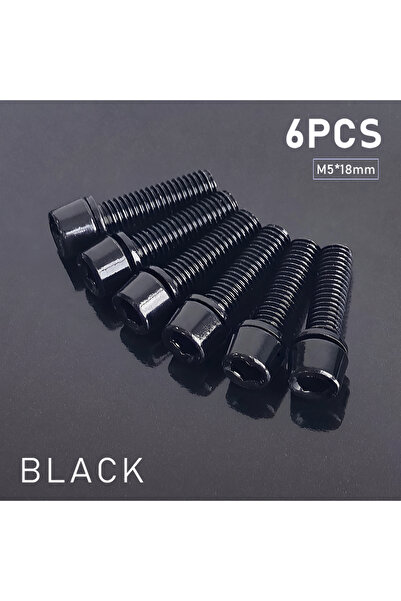 Choice 6pcs M5 black 6/8pcs M5x18mm Bike Stem Screw Alloy Steel 4mm Allen key...