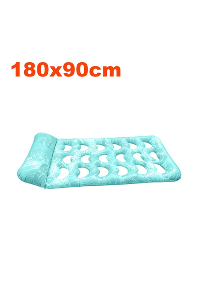 Choice سرير عائم قابل للنفخ أزرق فاتح 180×90 سم مع مسند رأس، مصنوع من مادة PV...