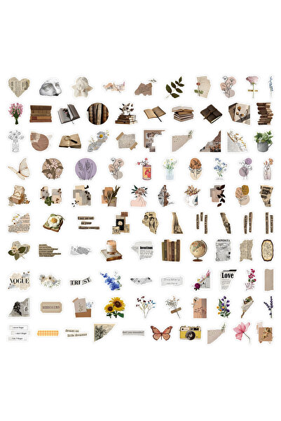 Choice مجموعة ملصقات عتيقة الطراز مكونة من 100 قطعة - ملصقات جمالية كلاسيكية ...