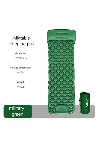 Choice مرتبة تخييم قابلة للنفخ من تاركا، لون أخضر، قطعة واحدة، وسادة هوائية ذ...