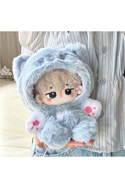 Choice ملابس دمية قطيفة زرقاء مقاس 20 سم - طقم شتوي لطيف على شكل أرنب رقيق بغ...