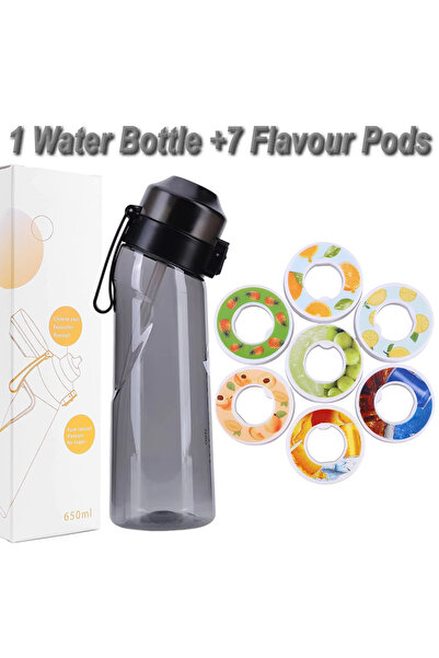 Choice زجاجة مياه بنكهات متنوعة، سعة 650 مل، مزودة بحلقات نكهات، لون أسود-7، ...