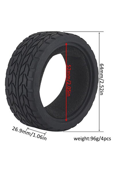 Choice A14-4pcs 1:10 On-road Car Tires 63-68mm High Grip Tyre Hot Melt Tire H...