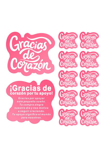 Choice ٥٠ بطاقة شكر وردية اللون تحمل عبارة "Gracias de Corazon"، مع قوالب قطع...
