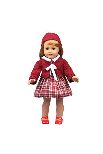 Choice طقم ملابس دمية CL-0158 مكون من فستان وسترة وقبعة بنقشة مربعات، مناسب ل...