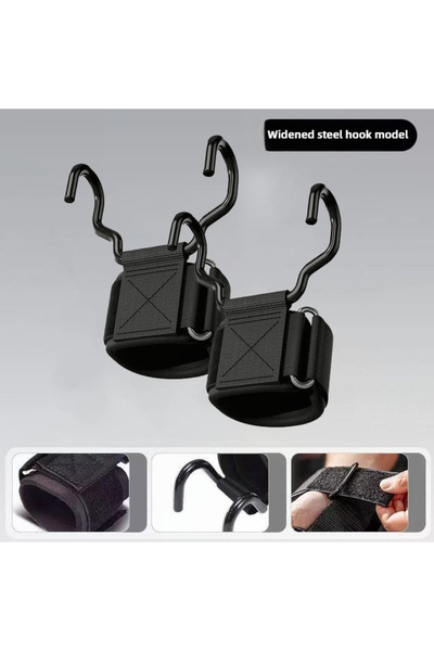 Choice مقابض رفع الأثقال العريضة السوداء - قطعتان مع أربطة للمعصم - حزام معصم...