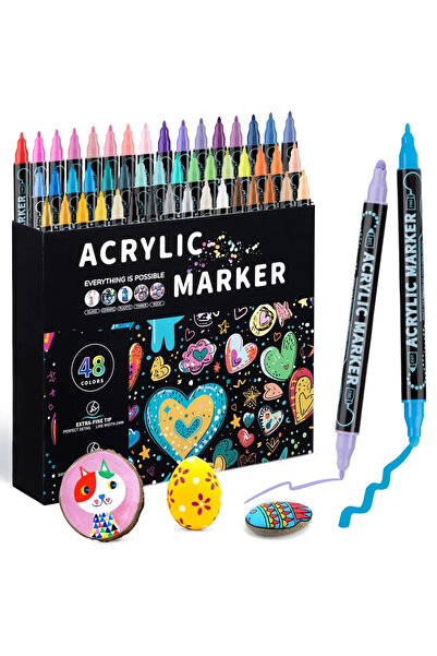 Choice مجموعة أقلام طلاء أكريليك مزدوجة الرأس بـ 48 لونًا - 12/24/36/48 لونًا...