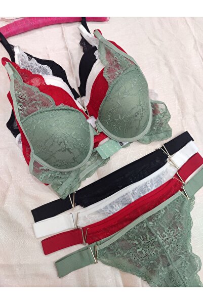 Love Angels Σετ εσωρούχων 4 τεμαχίων με λεπτομέρεια V, χωρίς επένδυση