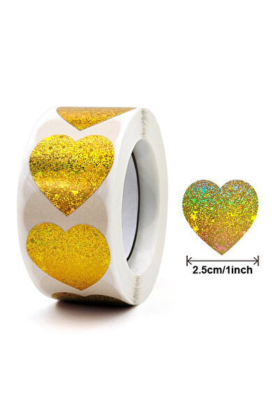 Choice ملصقات ذهبية على شكل قلب مزينة بالليزر، مقاس 1 بوصة، 500 قطعة، ملصقات ...