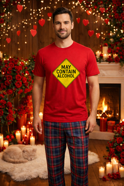 MVRDAR Σετ ανδρικής βαμβακερής πιτζάμας για την Ημέρα του Αγίου Βαλεντίνου, D...