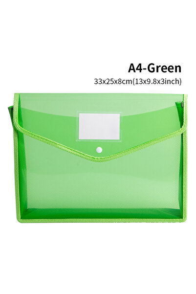 Choice1 Green Large Capacity Waterproof File Transparent A4 Folder Press Butt...
