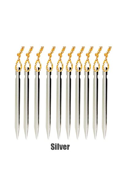 Choice 10 قطع فضية 18 سم خيمة من سبائك الألومنيوم تحمل أوتادًا شديدة التحمل ل...