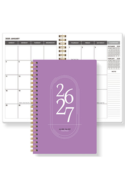 Choice مخطط A5 لافندر 2026-2027 أسبوعي وشهري - من يناير 2026 إلى ديسمبر 2027،...