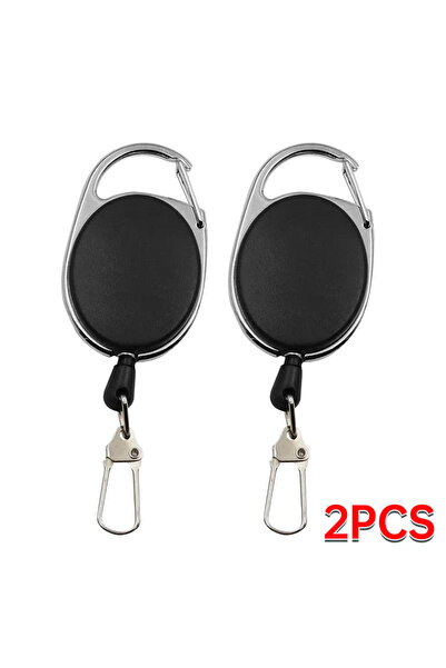 Choice حامل بطاقة هوية قابل للسحب، أسود، قطعتان، سلسلة مفاتيح، لفافة، حامل بط...