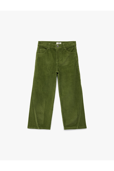 Koton Pantaloni din catifea cu croială lejeră din bumbac, cu talie ajustabilă...