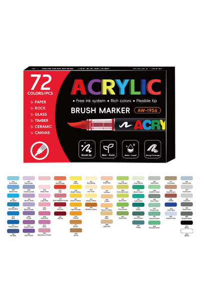 Choice مجموعة أقلام تلوين سائلة مباشرة، 72 لونًا (من 12 إلى 168 لونًا)، للرسم...