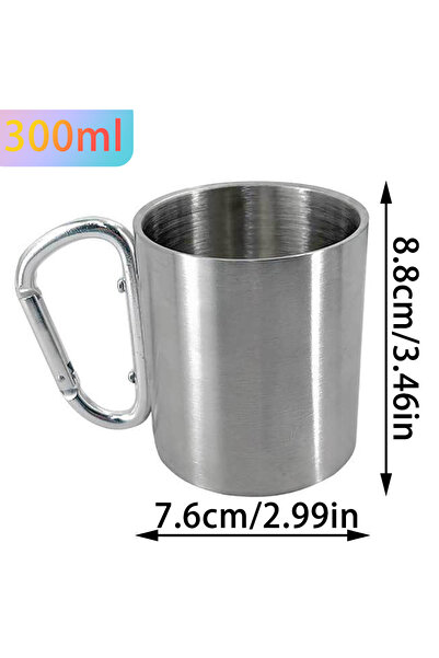 Choice Silvery-300ML 1PCS Portable Stainless Steel Camping Cup with Carabiner...