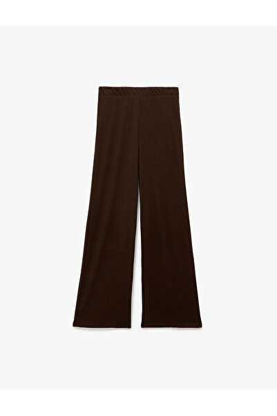 Koton بنطلون فضفاض من مزيج الفسكوز عالي الخصر مع مطاط