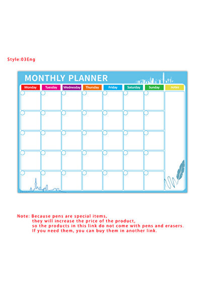 Choice Only-03Eng A3 Size Magnetic Weekly &monthly Planner Dry Erase Calendar...