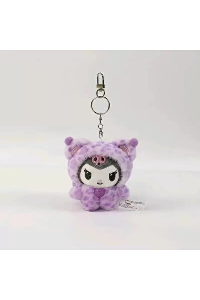 Miniso 03 سلسلة مفاتيح هيلو كيتي من سانريو بنقشة جلد النمر، دمية قطيفة كرتوني...