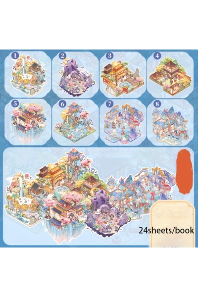 Choice1 A 24Sheets/book Stickers Mythical Tales Series Miniature Landscape St...