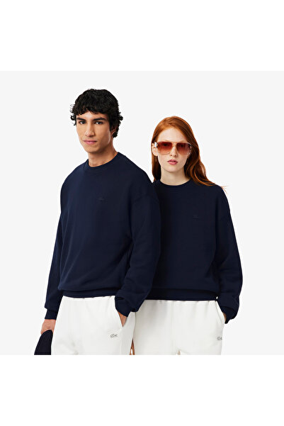 Lacoste Loose Fit Heavy Fleece Unisex Lacivert Sweatshirt