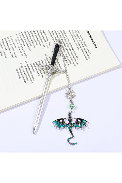 Miniso Sword Dragon A Fantasy Sword Dragon Metal Bookmark Vintage Pendant Tea...