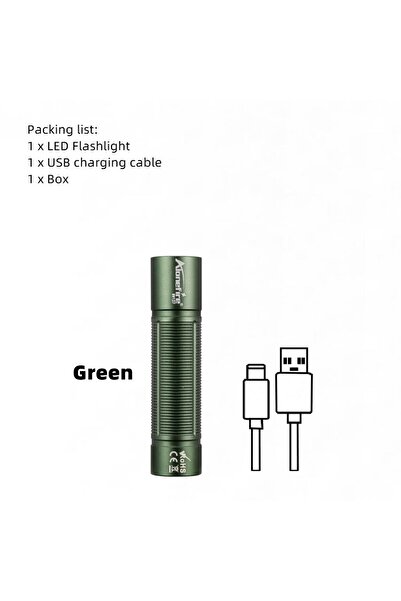 Choice مصباح يدوي صغير SV127 أبيض-أخضر، عالي السطوع، قابل لإعادة الشحن عبر من...