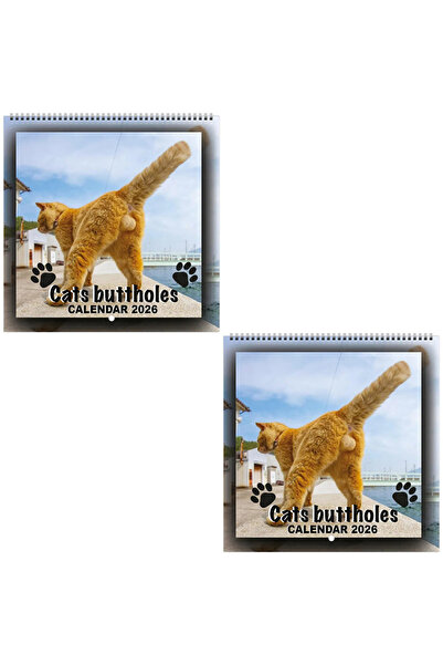 Choice Cat Butt 2Pcs Cat Butt Calendar 2026 12 Monthly Funny Cat Tail Wall Ca...