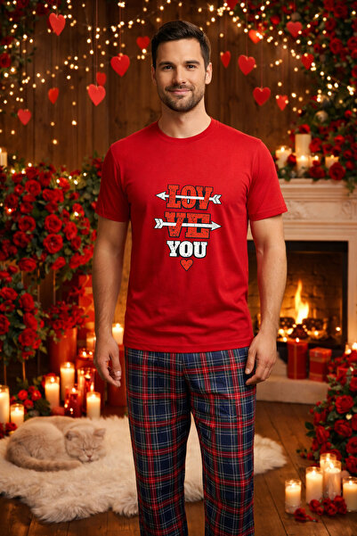 MVRDAR Σετ ανδρικής βαμβακερής πιτζάμας για την Ημέρα του Αγίου Βαλεντίνου, D...