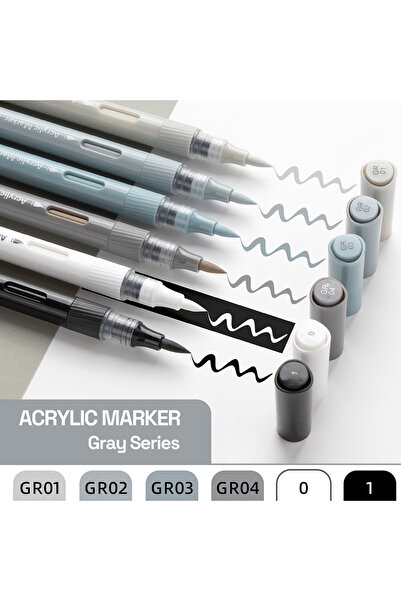 Choice 6pcs Gray Series Acrylic Paint Markers Set, 6/60 Colors Brush Tip Acry...