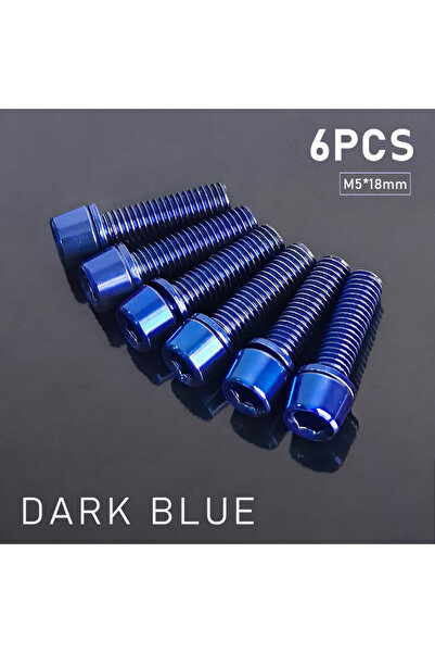 Choice 6pcs M5 Blue 6/8pcs M5x18mm Bike Stem Screw Alloy Steel 4mm Allen key ...