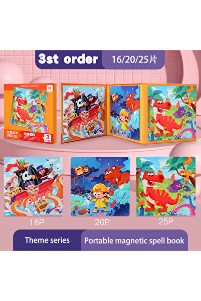 Choice1 أحجية خشبية مغناطيسية خضراء للأطفال بنمط كرتوني، كتاب أنشطة هادئ، لعب...