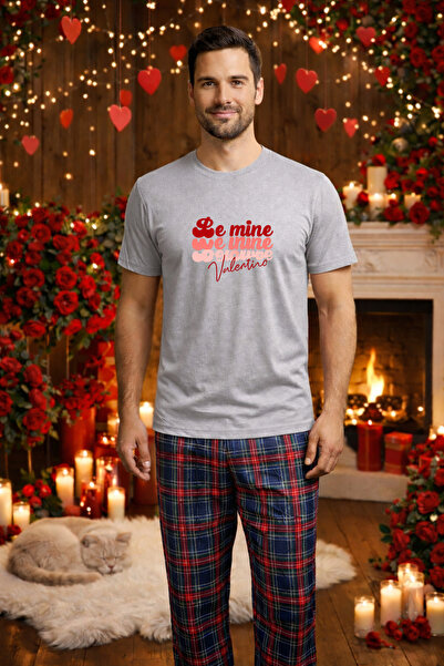 MVRDAR Σετ ανδρικής βαμβακερής πιτζάμας για την Ημέρα του Αγίου Βαλεντίνου, D...