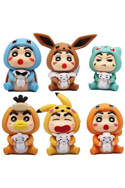 BANDAI مجموعة من 6 قطع من شخصيات كرايون شين تشان، إصدار Q، شخصيات كرايون شين ...