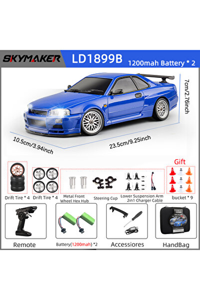 Choice سيارة سكاي ميكر LDRC 1/18 RC دريفت B-2B1200-A LD1899 GTR Mode R34 2.4G...