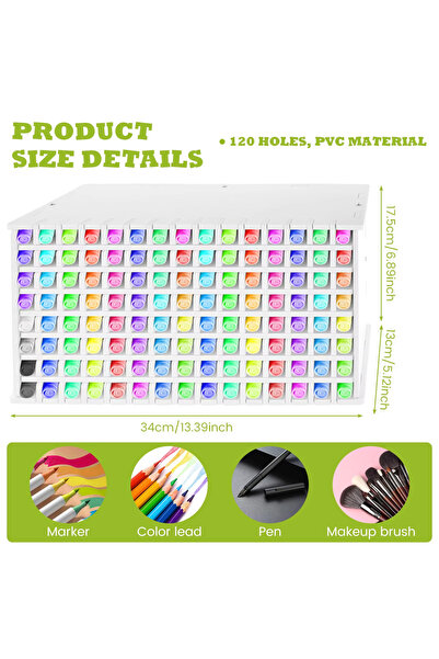 Choice3 رف تخزين أقلام التحديد الفنية ذو سعة كبيرة، يحتوي على 120 فتحة و120/2...