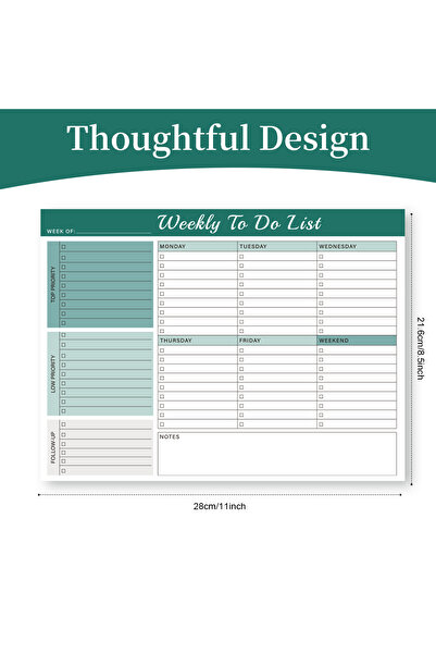 Choice A4 army green Weekly To Do List Planner Pad – Undated Tear-Off Notepad...