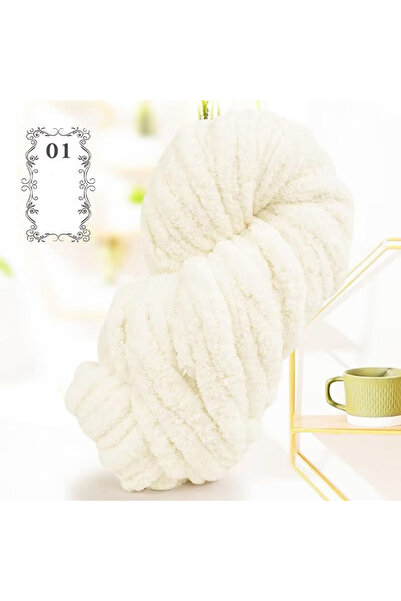Choice 01Milk White 500g of Thick Chenille Yarn for Blankets, Ultra-Soft, Thi...