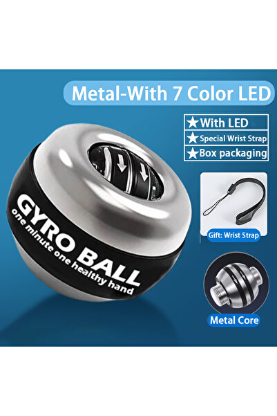 Choice جهاز تمارين الساعد المعدني بإضاءة LED بسبعة ألوان، مزود بجيروسكوب وكرة...