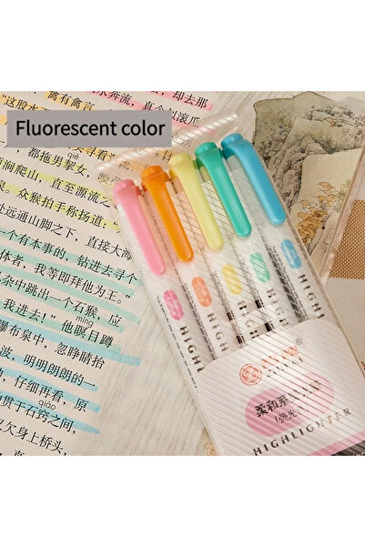 Choice مجموعة أقلام تظليل مزدوجة الرأس بألوان فلورسنتية (5 ألوان/علبة)