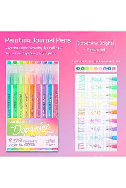 Choice مجموعة أقلام جل موراندي الملونة 0.5 مم، 9 قطع، دوبامين، مناسبة للكتابة...