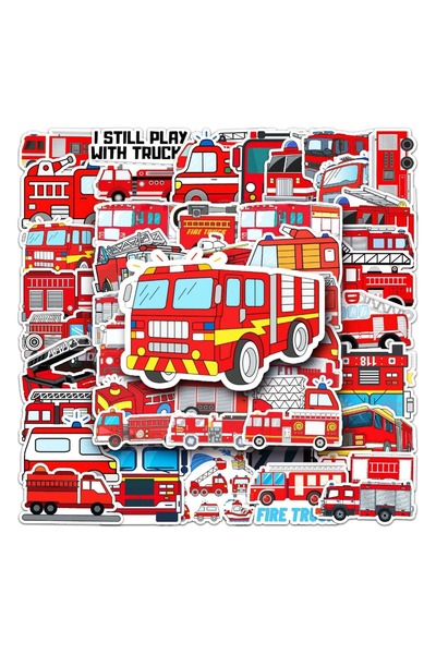 Choice 50PCS 50/100 Sheets of Fun Fire Truck Stickers Kids Birthday Party Bab...