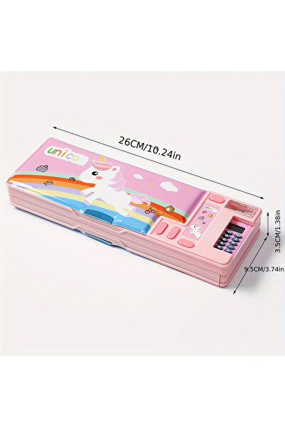 Choice مقلمة أطفال متعددة الوظائف باللون الوردي مع آلة حاسبة، ومنظم مكتب للأق...