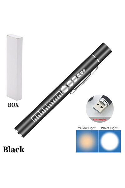 Choice مصباح يدوي صغير محمول أسود اللون مزود ببطارية مدمجة لقياس حدقة العين، ...