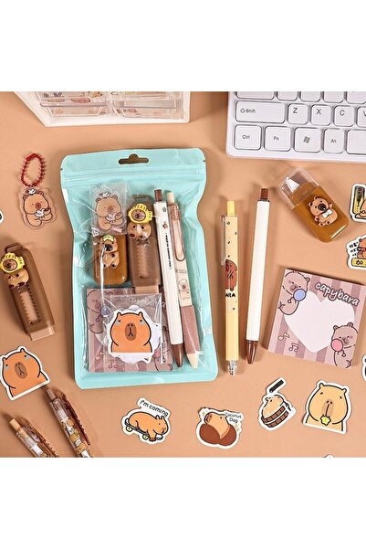 Choice مجموعة أدوات مكتبية بنمط حيوان الكابيبارا الكرتوني A1، مجموعة أدوات مك...