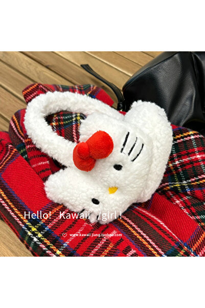 Choice أغطية أذن شتوية دافئة من القطيفة الناعمة بتصميم هيلو كيتي من سانريو أنمي